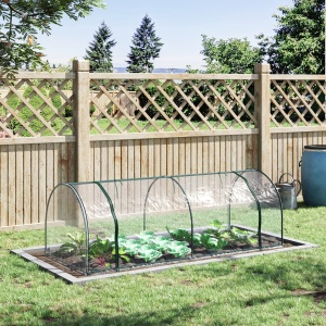 Sera de gradina cu cadru din otel si invelis din PVC, 250x100x80cm, Verde si transparent - Img 2