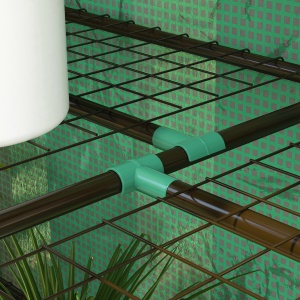 Seră de Grădină cu Copertină din PE, Seră cu Acoperiș Înclinat, 2 Uși Rulante și 6 Rafturi, 143x46x151cm, Verde - Img 8