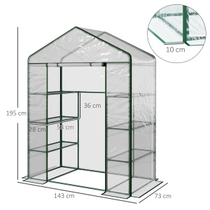 Sera de Gradina din Otel si PVC Transparent cu Usa Rulou, 143x73x195cm - Img 3