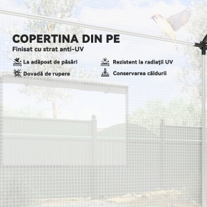 Seră de Grădină Tip Tunel 2x3x2 m cu Uși și Ferestre Rulabile, Seră pentru Grădină cu Acoperiș Înclinat, Structură din Oțel și Acoperire din Polietilenă, pentru Grădină, Verdețuri, Flori, Fructe, Anti-UV, Alb - Img 4