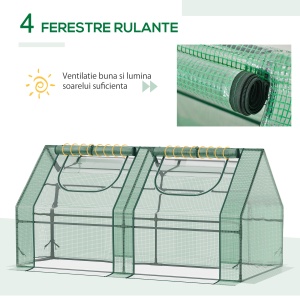 sera din otel, copertina PE 180x90x90 cm, verde - Img 6