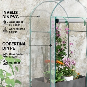 Seră pentru Grădină cu Ușă Pliabilă pe Balamale și Sac pentru Plante, 89x50x152 cm, Transparent - Img 4