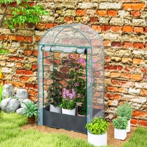 Seră pentru Grădină cu Ușă Pliabilă pe Balamale și Sac pentru Plante, 89x50x152 cm, Transparent - Img 8