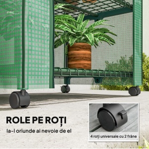 Sera Portabilă, Seră pentru Plante, Flori, Structură Exterioară cu 4 Rafturi, Acoperire PE, Verde - Img 7