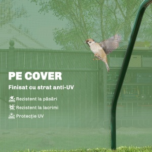 Sera Tunel din Otel si cu Capac din PVC, 200x100x80 cm, Transparent si Verde - Img 4