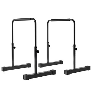 Set 2 Bare pentru Dips Reglabile pe 4 Înălțimi cu Mânere Antiderapante, 70x50x80-105 cm, Negru