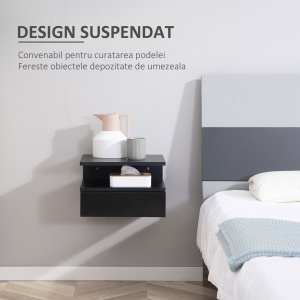 Set 2 Noptiere Suspendate – Lemn Cu Sertar & Polita Superioara - Img 5