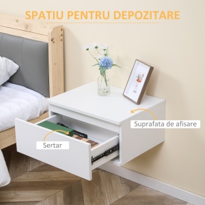 Set 2 Noptiere Suspendate – Sertar Alb, MDF & PAL - Img 5