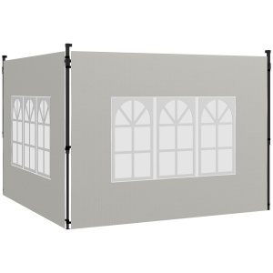 Set 2 Pereți Laterali pentru Chioșcuri, Foi Foișor cu Ferestre din PE și Plastic, 3x3 m sau 3x6 m, Alb - Img 1