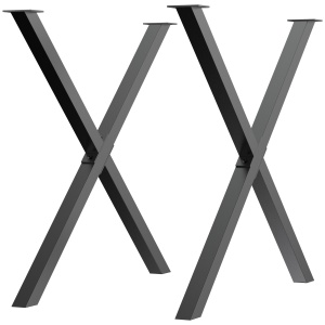 Set 2 Picioare pentru Masa Birou Otel in Forma de X 80 cm – Negru