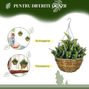 Set 2 Plante Artificiale de Lavandă cu Ghiveci și Cârlig, Ø25x34 cm, Verde și Violet - Img 5