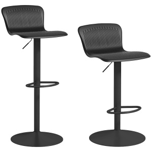 Set 2 Scaune de Bar cu Spătar Ergonomic, 38,5x40x76,5-97,5 cm, Alb