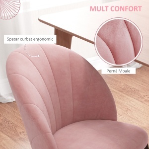 Set 2 Scaune Tapitate din Catifea, Design Nordic și Ergonomic, 52x54x79 cm, Roz - Img 6