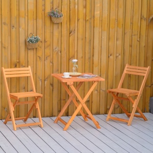 Set 3 Piese Masa si Scaune de Gradina Pliabile din Lemn pentru Exterior - Img 2