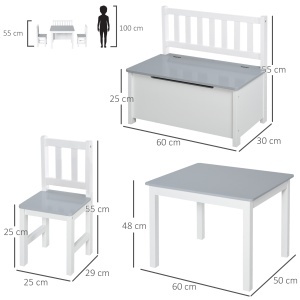 Set 4 Piese cu Masuta pentru Copii, 2 Scaune si Banca - Img 3