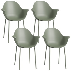 Set 4 Scaune de Exterior 59x55x84 cm din PP și Oțel Verde - Img 1