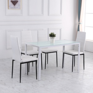 Set 4 Scaune Moderne – Alb, Metal & Textil pentru Camera de Zi - Img 9