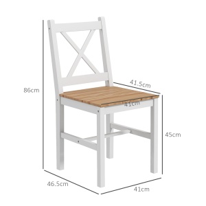 Set 4 Scaune pentru Bucătărie și Living cu Spătar Transversal, Scaune Clasice din Lemn de Pin, 41x46.5x86 cm, Alb - Img 3