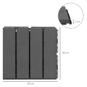 Set 9 Caramizi de Cuplat pentru Terasa 30x30x2cm, 0.81 mq, Negru - Img 3