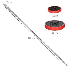 Set Bară cu Greutăți 30 kg Antialunecare cu 6 Discuri Roșu - Img 3