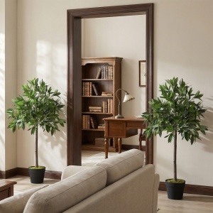Set de 2 Arbori de Dafin in Ghiveci, Plante Artificiale din Plastic, inaltime 90 cm, pentru Interior si Exterior - Img 7