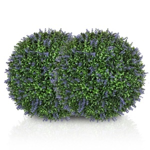 Set de 2 Plante Artificiale Sferice cu Flori de Lavandă, Ø42 cm, Violet