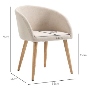 Set de 2 Scaune de Dining Stil Scandinav, Tapițate cu Material Textil, 55x56x74 cm, Bej - Img 3