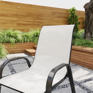 Set de 2 Scaune de Exterior pentru Masă, Scaune Stivuibile cu Spătar Înalt, Șezut din Plasă Respirabilă pentru Grădină, Terasă, Gri Deschis - Img 7