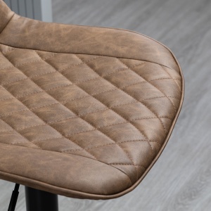 Set de 2 Scaune Înalte de Bar cu Înălțime Reglabilă, Rotative cu Bază din Oțel, 46,5x51x86-106 cm, Maro Închis - Img 9