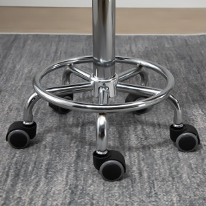 Set de 2 Taburete Pivotante cu Roti, Inaltime Reglabila si Tapiterie din Imitatie piele PU, 38x38x57-72cm - Img 9