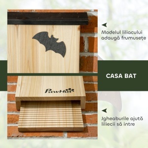 Set de 3 Adăposturi pentru Liliac din Lemn de Brad pentru Exterior, 25x6x37.5 cm, Lemn Natural - Img 7