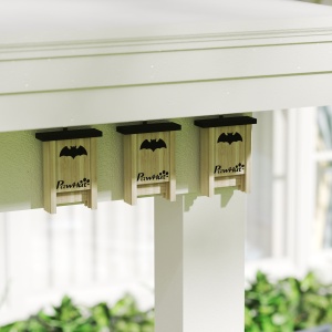 Set de 3 Căsuțe pentru Lilieci Bat Box din Lemn de Brad, 18x6x22,5 cm, Culoare Naturală - Img 8