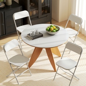 Set de 4 Scaune Pliabile cu Găuri de Drenaj din Plastic și Metal, 45x49x79.5 cm, Alb - Img 2