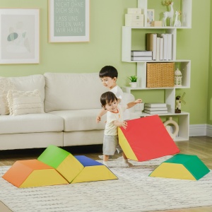 Set de Construcții Moi pentru Copii 1-3 Ani cu 5 Blocuri, 48.3x19.1x48.3 cm, Multicolor - Img 2