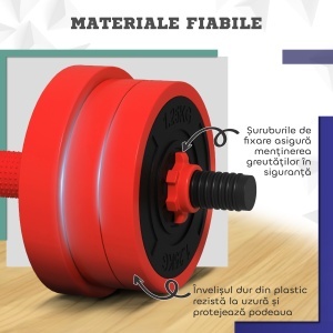 Set de Greutăți pentru Sală 4 în 1 din Plastic și Nisip, Roșu - Img 7
