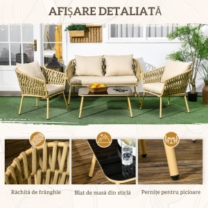 Set de Mobilier de Gradina cu 4 Piese cu Ratan din PE - Img 6