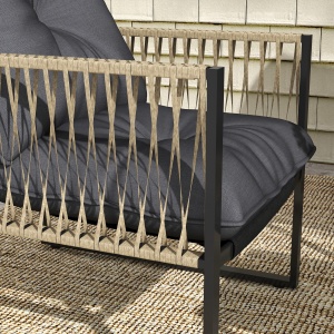 Set de Mobilier de Gradina din 4 Piese PE Rattan cu Canapea Dubla, Fotoliu si Masuta de Cafea din Sticla, 106x70x72 cm - Img 9