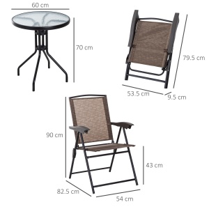 Set de mobilier pentru gradina cu masa din sticla securizata, maro - Img 3