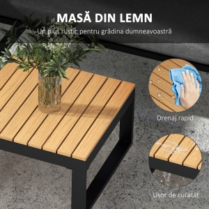 Set de Mobilier pentru Grădină din 4 Piese cu 2 Canapele Duble, Colțar și Măsuță de Cafea, 124x61x71,5 cm, Gri - Img 6