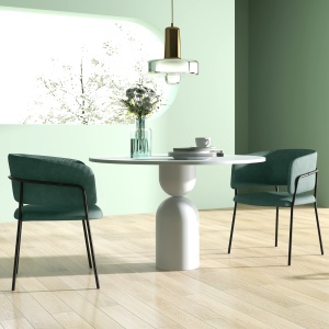 Set de Scaune, Scaune de Bucătărie Tapițate Moderne din Catifea cu Spate, Cotieră și Picioare Metalice, 57x53x73 cm, Verde - Img 8