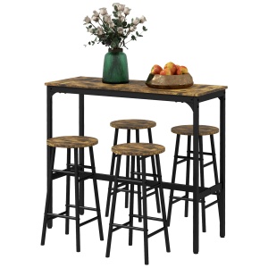 Set Dining 5 piese: Masa 60×30 cm + 4 Scaune cu Suport Picioare