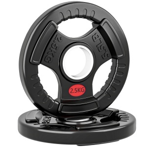 Set Discuri de Greutate 2x2.5kg cu Gaură de 5cm și 3 Mânere din Oțel și Plastic