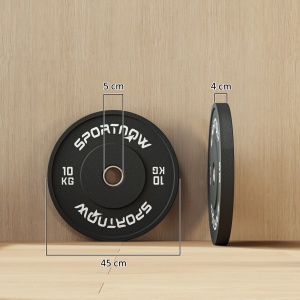 Set Discuri de Greutate din Cauciuc Solid cu Orificii, 45x4 cm, Negru - Img 3