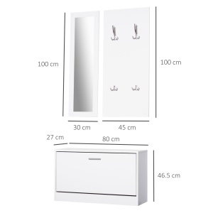 Set Hol 3‑in‑1 – Cuier, Oglinda si Scarpiera Alba Compacta - Img 3