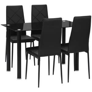 Set Masa de Sufragerie cu 4 Scaune, cu Sticla Securizata