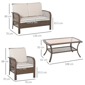 Set Masa Scaune Canapea de Exterior Mobilier de gradina din Ratan Maro - Img 3
