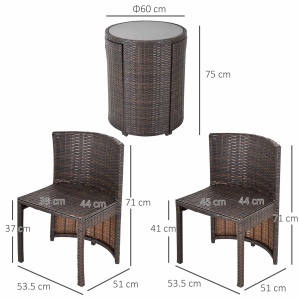 Set Masa Scaune pentru Exterior si Gradina din Ratan Maro si Bej - Img 3