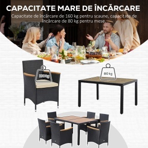 Set Mobilier Gradina 7 Piese – Ratan, Lemn & Perne Moi - Img 8