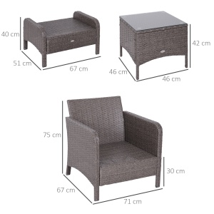 Set Mobilier pentru Extern Canapea cu Pouf si Masuta in PE Rattan cu Perne Gri - Img 3