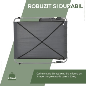 Șezlong Dublu de Grădină cu 2 Locuri și Parasolar Reglabil, 200x175x134 cm, Gri - Img 6